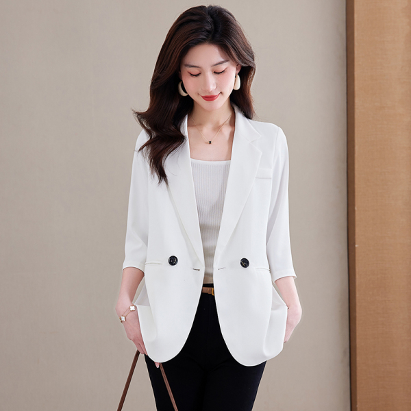 RM5898#白色西装外套女夏季薄款正装高级感气质女神范职业装休闲西服套装