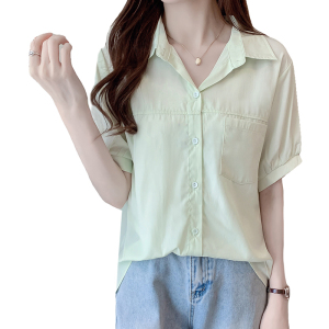 RM16312#洋气质小众设计感假两件衬衫女独特别致卡腰宽松休闲叠穿上衣
