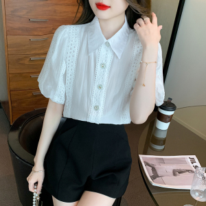 TR20285# 白色刺绣短袖衬衫女法式小众薄款时尚韩版夏季新品上衣 服装批发女装服饰货源