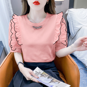 TR18173# 短袖T恤韩版设计感休闲T型夏季套头百搭纯色女装上衣 服装批发女装服饰货源