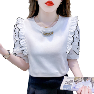 RM16341#短袖T恤韩版设计感休闲T型夏季套头百搭纯色女装上衣