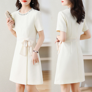 RM5224#春夏新款有优雅气质收腰显瘦拼接蝴蝶结连衣裙
