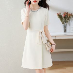 RM5224#春夏新款有优雅气质收腰显瘦拼接蝴蝶结连衣裙