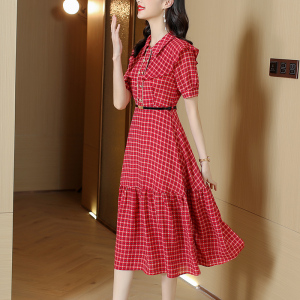 RM5794#红色连衣裙时尚气质高级感中长款连衣裙