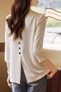 RM6185#白色西装外套女2023春夏新款休闲小个子上衣高级感七分袖防晒西服
