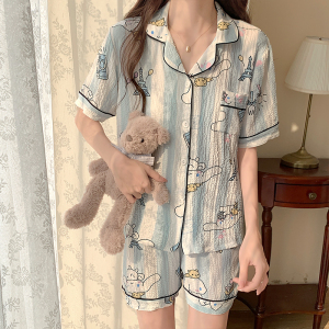 RM5385#睡衣女夏季2023新款泡泡棉短袖可爱高级感家居服ins套装
