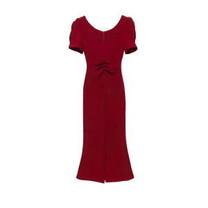 TR20662# 红色礼服连衣裙新款赫本风法式气质名嫒高级感显廋长裙 服装批发女装服饰货源