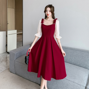 TR20663# 敬酒服红色小礼服平时可穿新款订婚连衣裙女小个子 服装批发女装服饰货源
