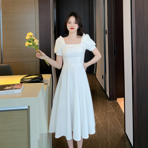 RM5360#法式小礼服平时可穿夏季连衣裙订婚领证登记白裙小个子大气