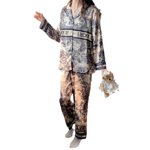 RM5349#冰雪软丝/水墨画长袖睡衣套装家居服薄款春夏季