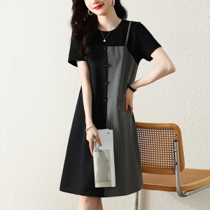 RM5226#大码女装2023夏季新款时尚简约韩版拼接假两件宽松休闲时尚连衣裙