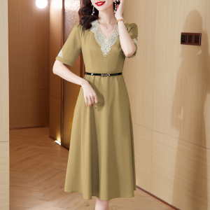 RM5464#气质法式镂空刺绣连衣裙女2023夏新款收腰显瘦高级感中长裙