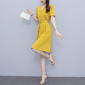 RM8461#夏季新款法式轻熟风微胖MM轻奢高级设计感小众炸街中长款连衣裙