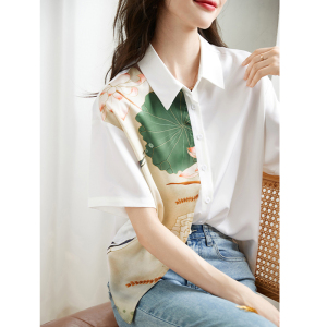 RM5375#夏季新款时尚设计感拼接不规则短衬衫女衬衣短袖