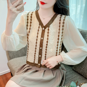 RM5762#夏新款设计感小众上衣长袖衬衫法式复古小香风开衫外套女