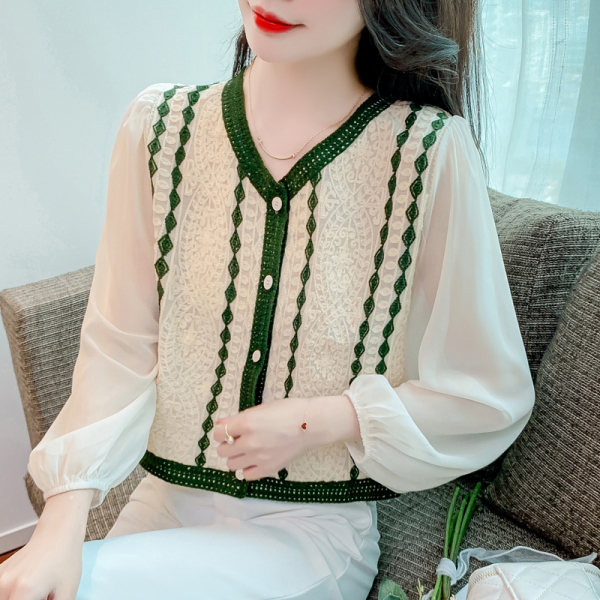 RM5762#夏新款设计感小众上衣长袖衬衫法式复古小香风开衫外套女