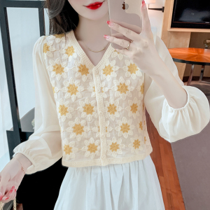 RM5669#法式复古小香风开衫外套女2023夏新款设计感小众上衣长袖衬衫