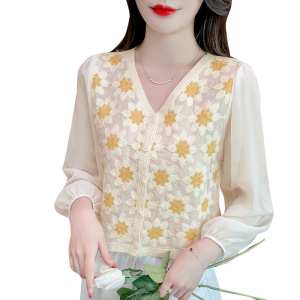 RM5669#法式复古小香风开衫外套女2023夏新款设计感小众上衣长袖衬衫