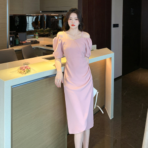 RM5257#夏季新款法式温柔轻熟风连衣裙气质开叉裙小个子