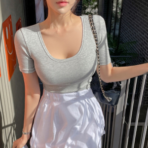 TR19004# 韩风夏季新款韩版修身圆领T恤女短袖