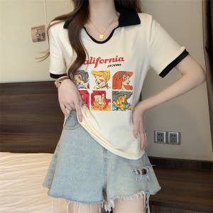 RM6528#纯棉优质版夏装大码女装2023新款时尚公主印花短袖上衣