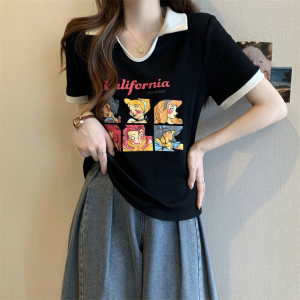 RM6528#纯棉优质版夏装大码女装2023新款时尚公主印花短袖上衣