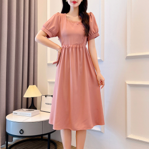 RM6116#夏季新款大码女装气质西服面料拼接花边显瘦设计感连衣裙