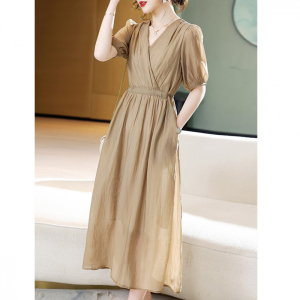 RY1855#冷淡高级感连衣裙2023年新款女装惊艳气质长裙夏季显瘦裙子潮