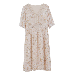 RM15721#V领蕾丝碎花连衣裙夏季女装新款小众设计法式收腰显瘦仙女裙