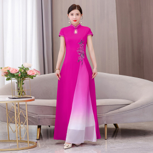 RM5443#新款舞台长款高端走秀大合唱表演出服改良版连衣裙