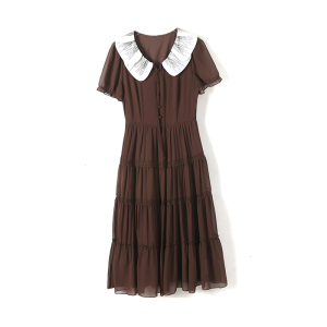 RM9611#娃娃领连衣裙女夏季2023新款女装时尚气质收腰显瘦雪纺裙子