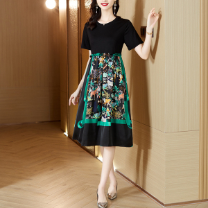 RM5848#夏装新款时尚大码女装宽松显瘦连衣裙气质中长款胖MM裙子