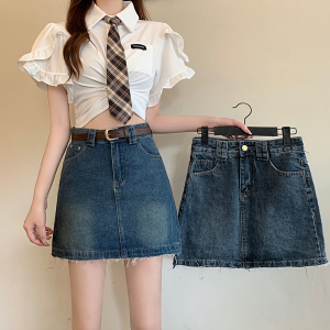 RM5737#大码女装新款胖妹妹显瘦牛仔半身裙胖mm短裙