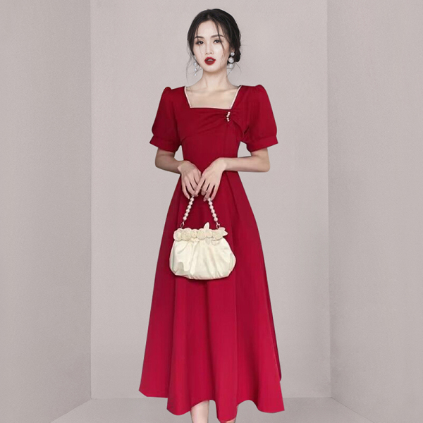 RM5790#酒红色平时可穿夏季答谢宴订婚惊艳显瘦敬酒服新娘