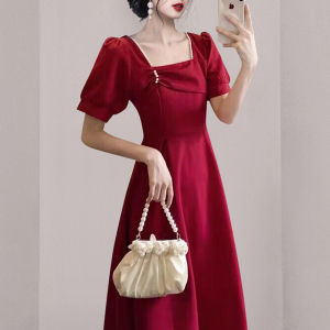 RM5790#酒红色平时可穿夏季答谢宴订婚惊艳显瘦敬酒服新娘