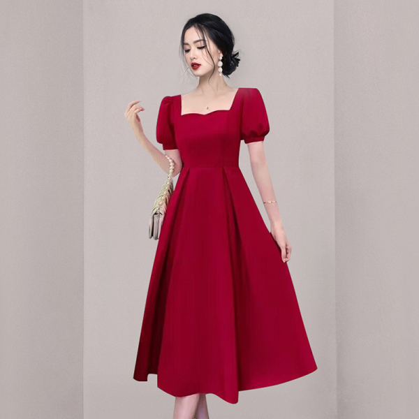 RM5791#夏季小个子结婚回门订婚连衣裙红色礼服裙女高级感裙子