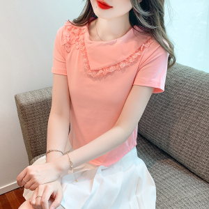 RM5704#新款淑女甜美简约套头夏季T恤短袖韩版修身上衣