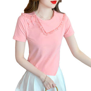 RM5704#新款淑女甜美简约套头夏季T恤短袖韩版修身上衣