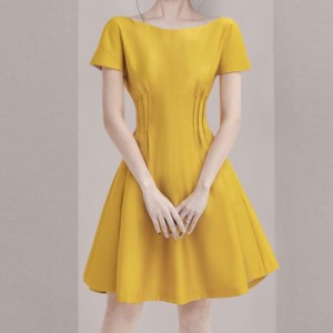 RM5409#夏季新款女装洋气小个子连衣裙时尚圆领收腰大摆裙