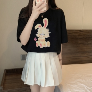 RM5943#棉精梳纯棉 夏装短袖T恤女宽松韩版