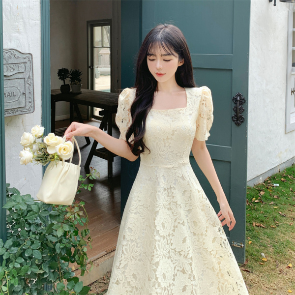 RM6304#新款大码短袖法式复古中长款碎花裙设计感小众氛围连衣裙女夏