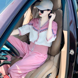 TR19070# 夏季开衫女休闲运动套装新款时尚减龄高级感宽松欧货两件套潮