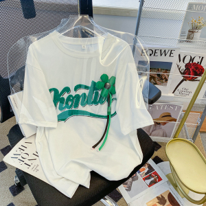 RM5369#夏季原版做法毛巾绣立体花设计短袖T恤女