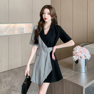 RM5355#韩版小个子时尚西装裙2023夏季新款设计AB版不规则显瘦风衣裙