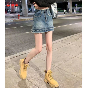 RM5770#高腰复古牛仔半身裙女2023夏季新款短裙设计感防走光a字包臀裙子