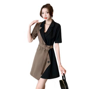 RM5383#韩版小个子时尚西装裙女2023夏季新款设计感不规则显瘦风衣裙