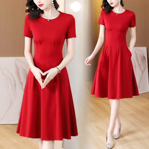 RM5738#黑色短袖连衣裙女夏季2023年新款高级感收腰显瘦气质赫本