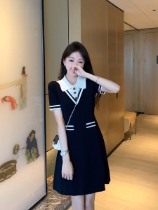 RM5929#Polo连衣裙女夏季2023年新款收腰显瘦名媛气质设计感小众短袖裙子