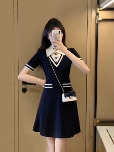 RM5929#Polo连衣裙女夏季2023年新款收腰显瘦名媛气质设计感小众短袖裙子