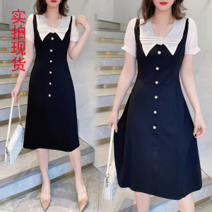 RM5717#法式赫本风连衣裙2023夏季新款胖妹妹遮肚显瘦裙